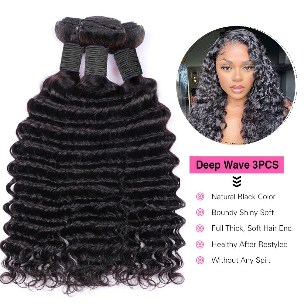 Mila Deep Wave Bundles 100% Virgin Human Hair Bundles-wigflash