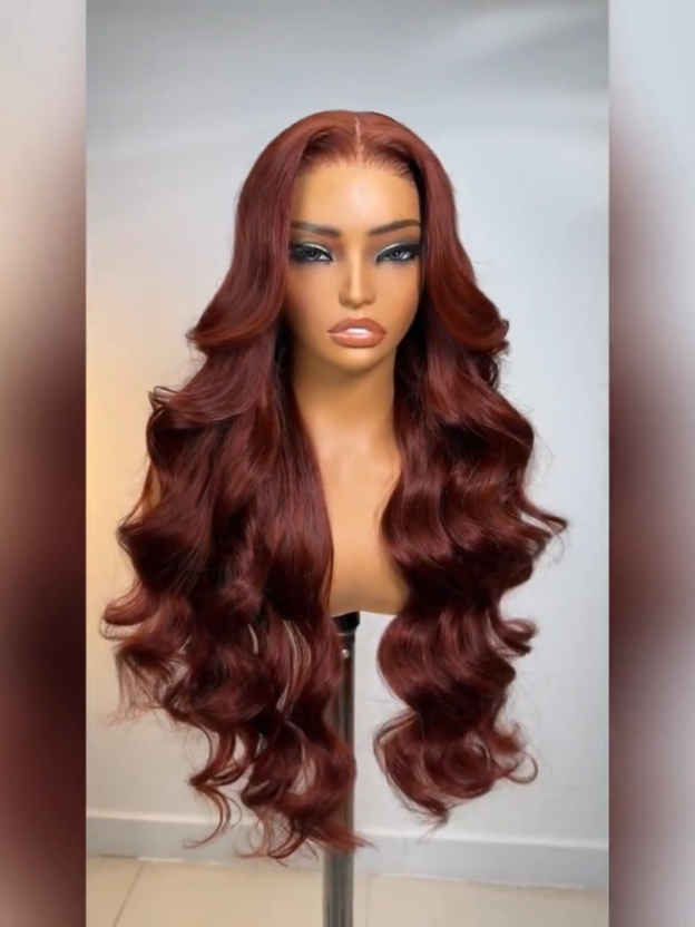 Lark Reddish Brown Bleached Knots Glueless 13x6 Body Wave Straight Lace Front Human Hair Wigs Pre Plucked with Drawstring