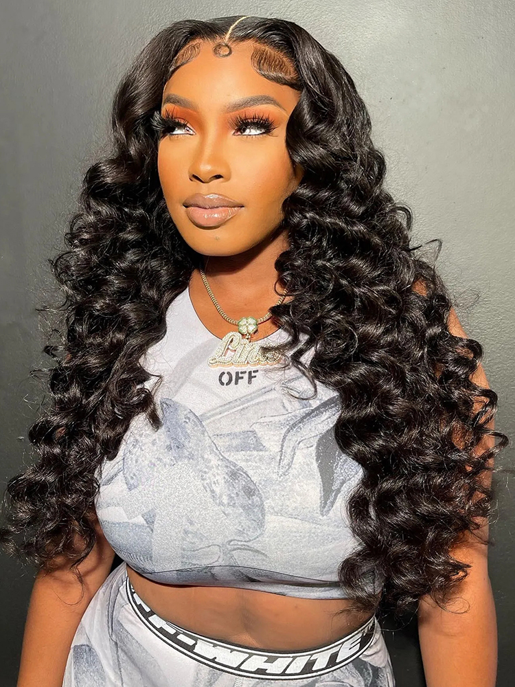 Elise 13x6 HD Lace Frontal Wigs Bleached Knots Loose Deep Wave Glueless Human Hair Wigs Pre Plucked