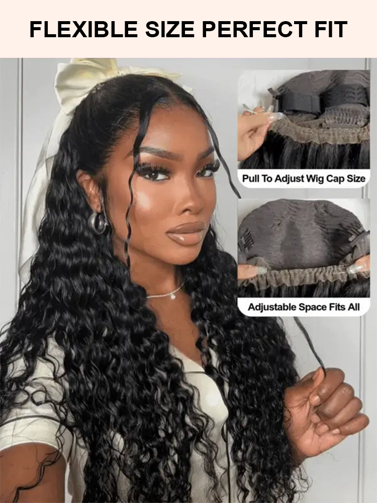 Jade Water Wave 360 Full Lace Frontal Wigs Pre Plucked Bleached Knots with Drawstring Glueless Wigs 