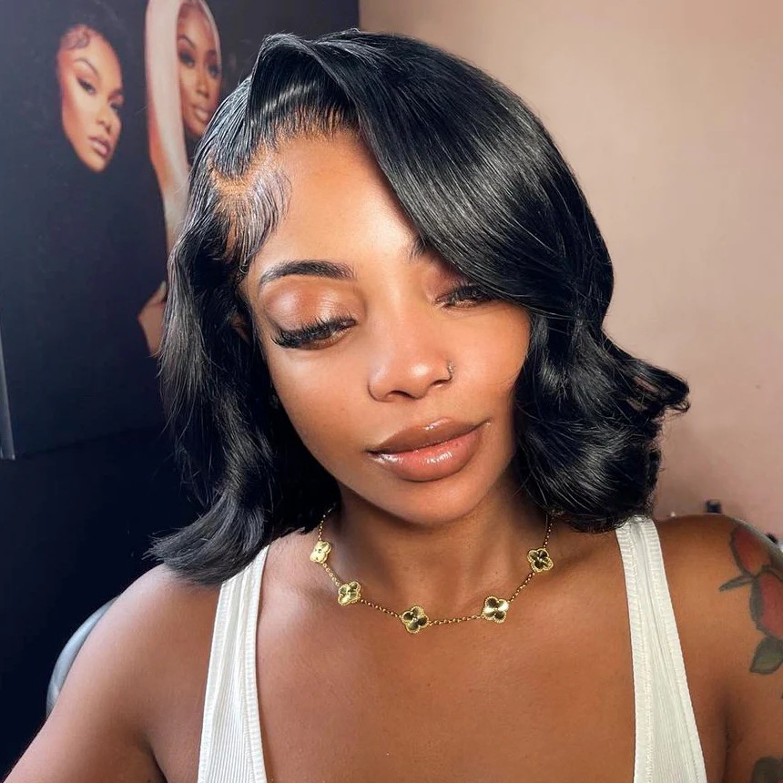 Margo 13x6 Side Part Bob Wig Body Wave Customized 5x5 13x4 Lace Front Wig Glueless Human Hair Wigs Pre Plucked-wigflash