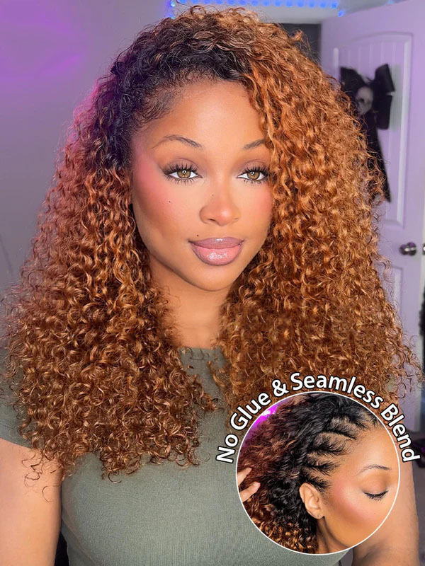 Rihanna 3 IN 1 Blonde Water Wave Half Wig Glueless Wig Beginner Friendly with Draw-strings Flip Over Wigs-wigflash