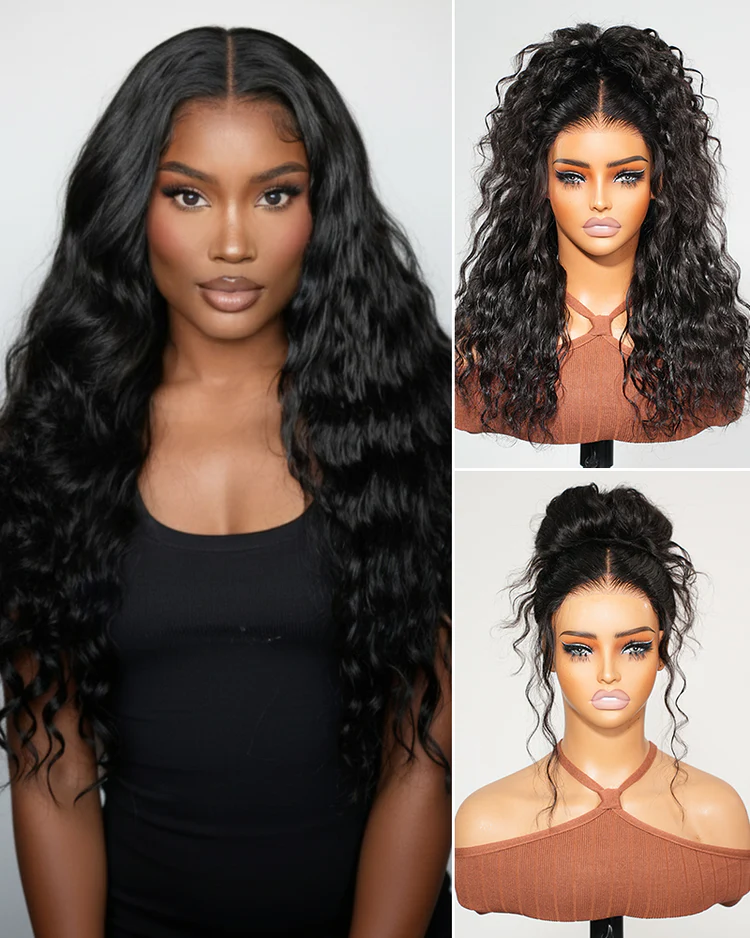 Willow Bleached Knots Glueless Bohemian Curly 13x6 Lace Front Human Hair Wigs Pre Plucked with Drawstring-wigflash