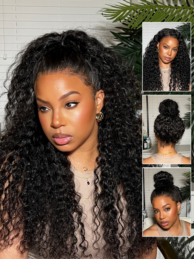 Jade Water Wave 360 Full Lace Frontal Wigs Pre Plucked Bleached Knots with Drawstring Glueless Wigs 