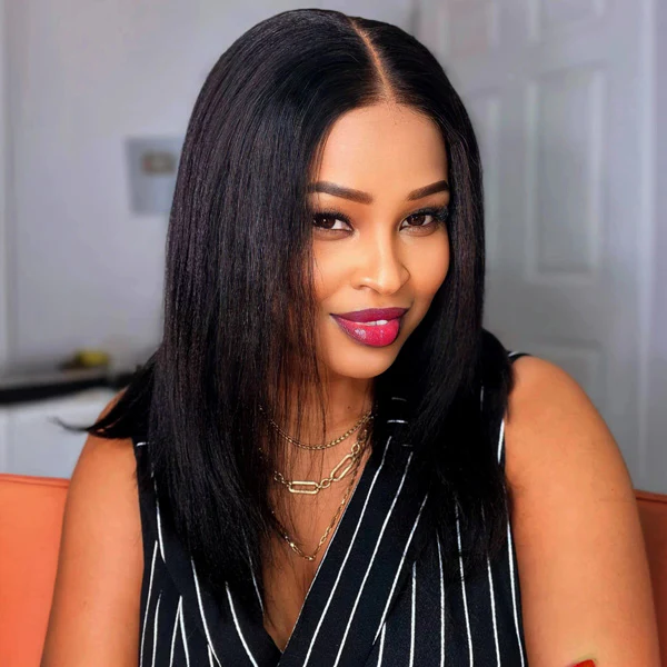 Evelyn Glueless Layered Cut Yaki Straight Wear Go Wig Pre-Cut 9x6 T Part Lace Bob Wig With Elastic Drawstring-wigflash