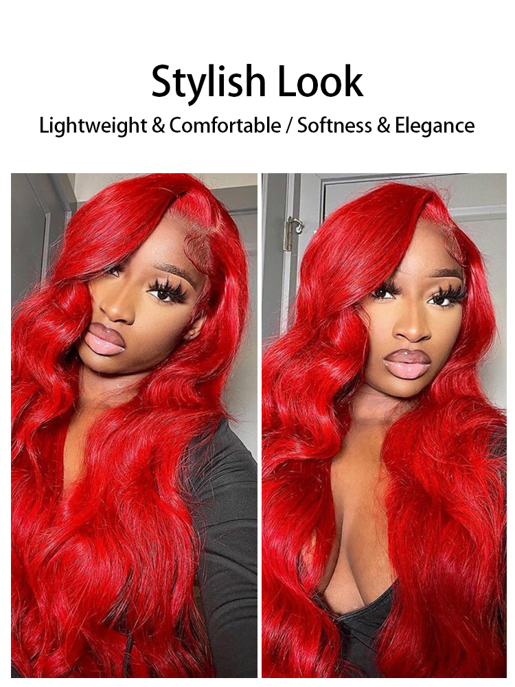 Aria Red Wig Body Wave Wig 13x4 Lace Front Wig Human Hair 