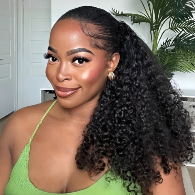 Amara 3 IN 1 Kinky Curly Half Wig Glueless Wig Beginner Friendly with Draw-strings Flip Over Wigs
