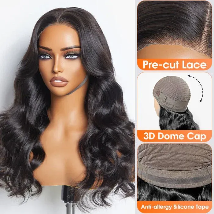 Emma 5x5 Body Wave Ready to Go Glueless Human Hair Wigs Pre Bleached Lace Closure Wig with Drawstring-wigflash