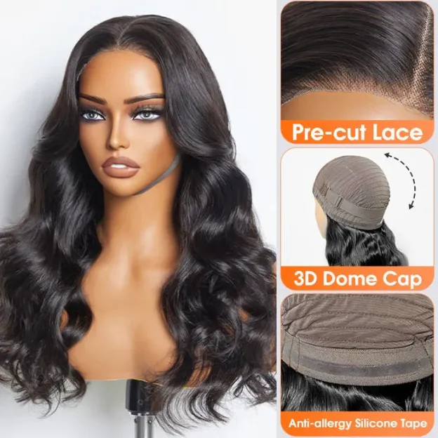 Emma 5x5 Body Wave Ready to Go Glueless Human Hair Wigs Pre Bleached Lace Closure Wig with Drawstring-wigflash