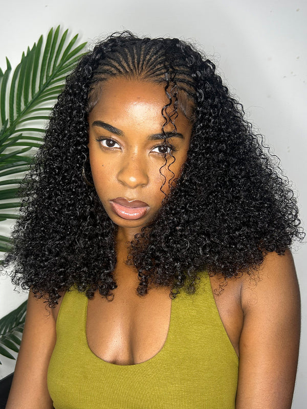 Amara 3 IN 1 Kinky Curly Half Wig Glueless Wig Beginner Friendly with Draw-strings Flip Over Wigs
