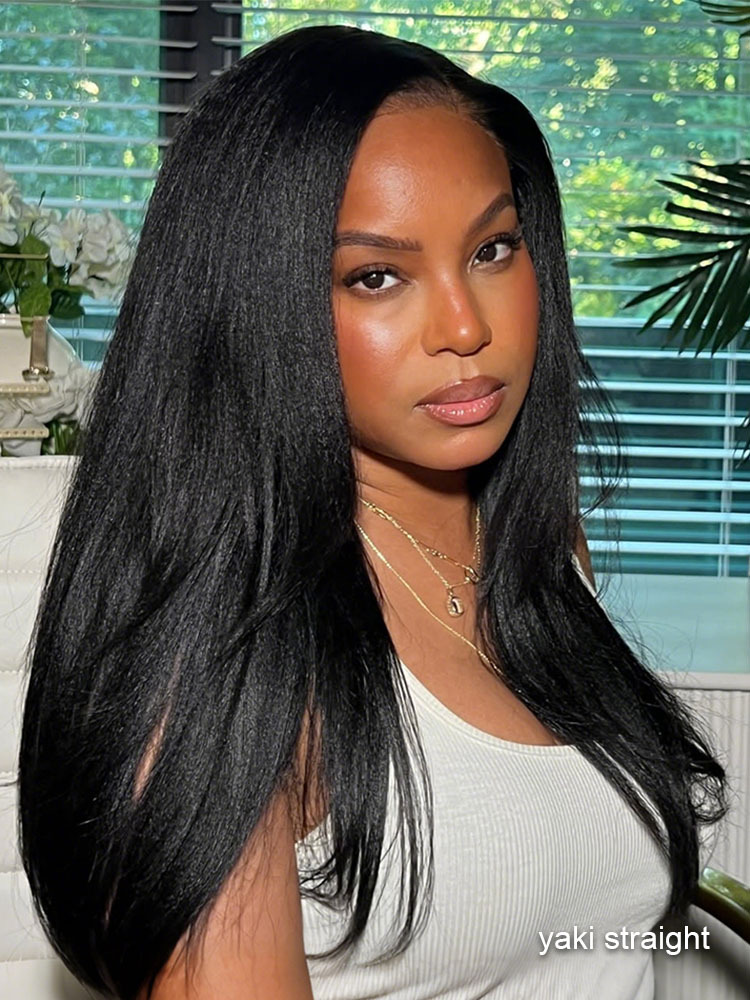 Zaria 3 IN 1 Kinky Straight Half Wig Glueless Wig Beginner Friendly with Draw-strings Yaki Straight Flip Over Wigs-wigflash