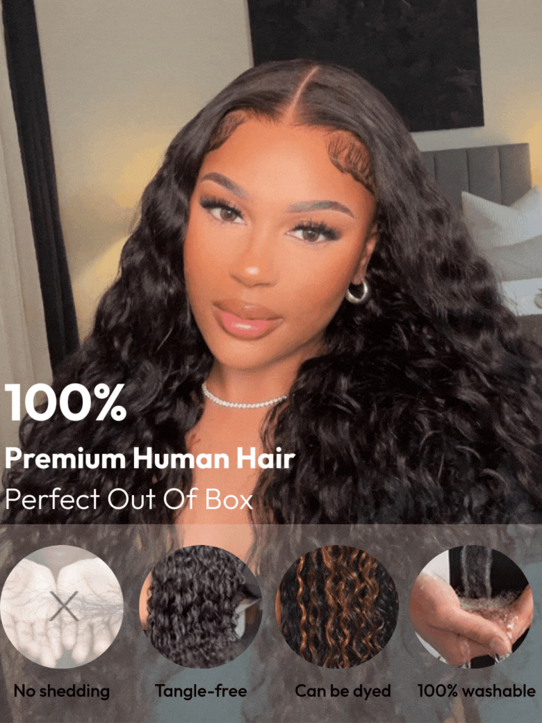 Ariana 250 Density Bleached Knots Glueless Deep Wave 13x6 Lace Front Human Hair Wigs With Drawstring Pre Plucked