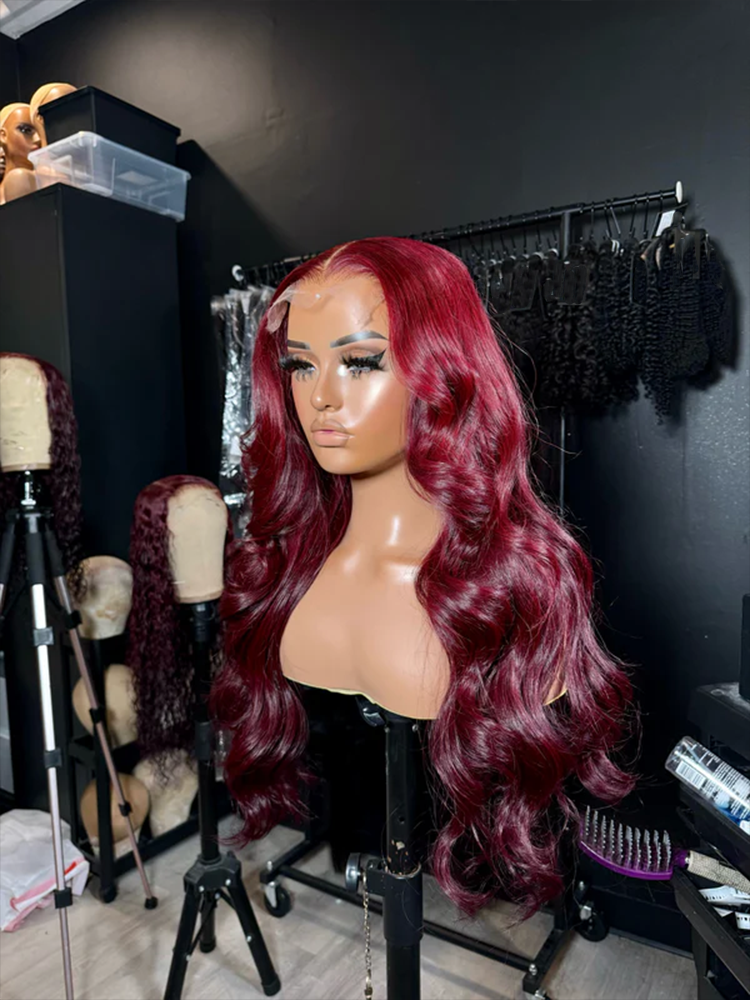Bella Burgundy Body Wave Luxury Custom Wigs