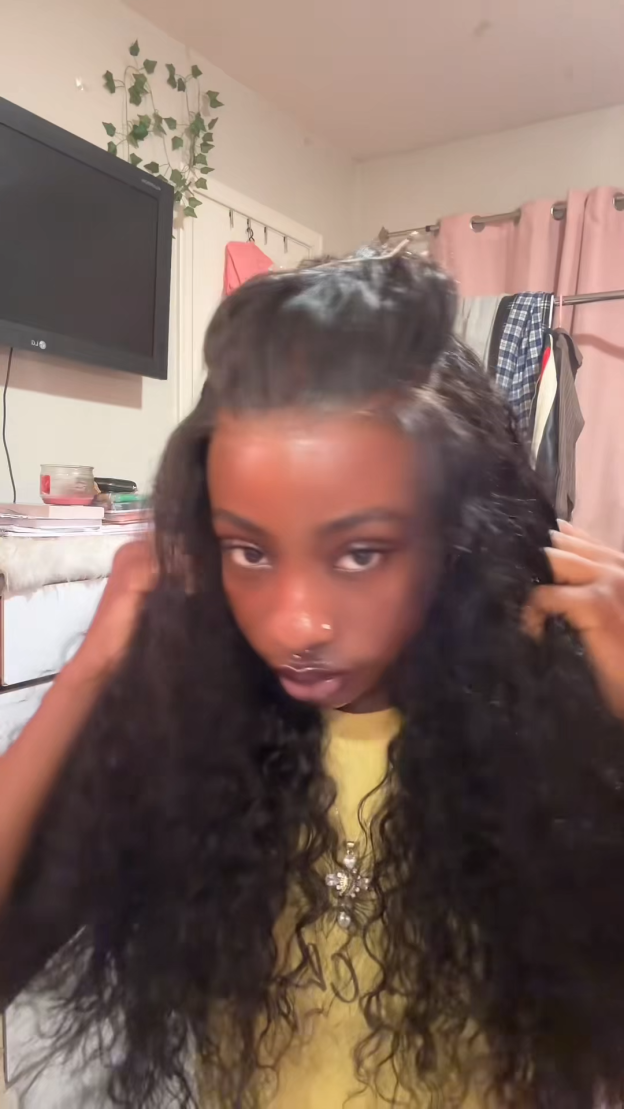 Jade Water Wave 360 Full Lace Frontal Wigs Pre Plucked Bleached Knots with Drawstring Glueless Wigs 