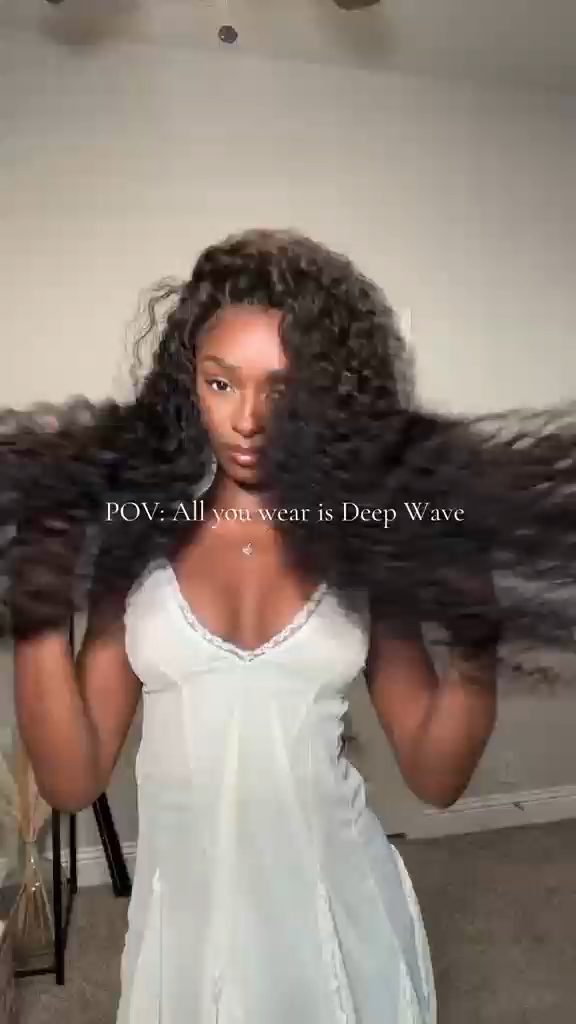 Sarah 5x5 Deep Wave Ready to Go Glueless Human Hair Wigs Pre Bleached Lace Closure Wig with Drawstring