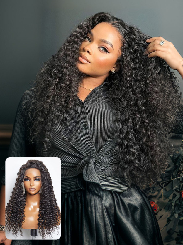 Ariana 250 Density Bleached Knots Glueless Deep Wave 13x6 Lace Front Human Hair Wigs With Drawstring Pre Plucked