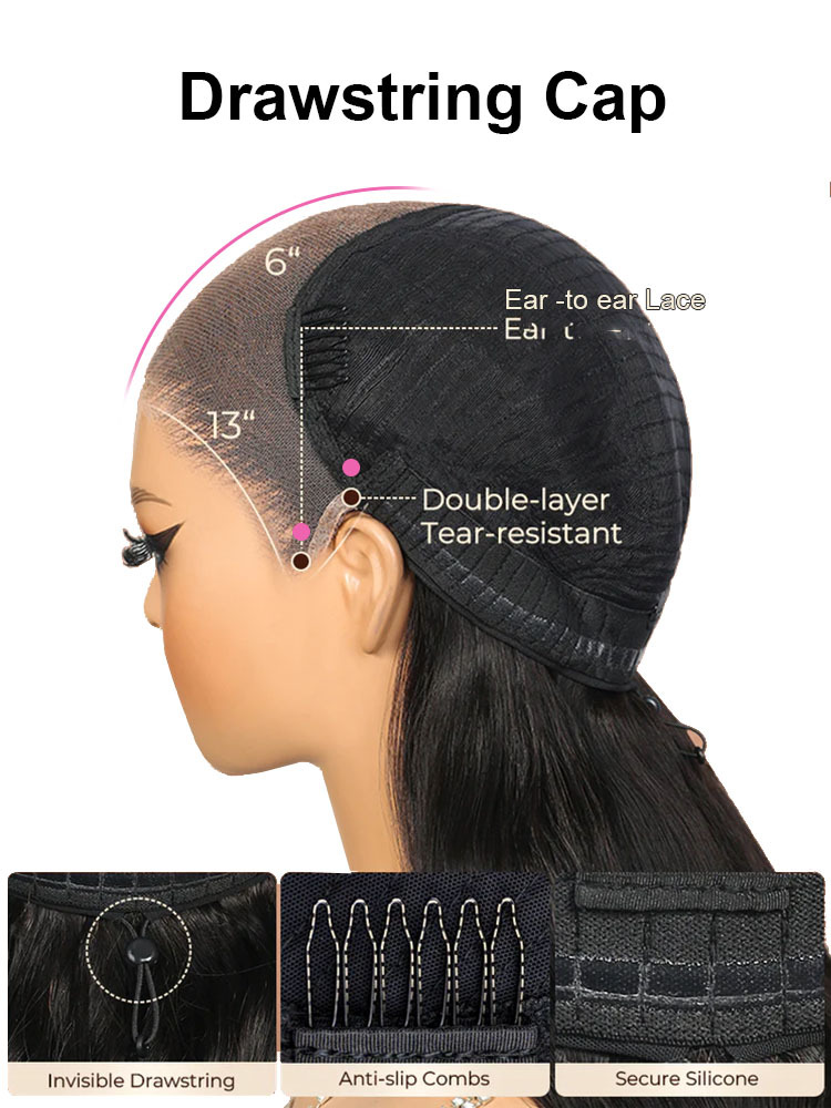 Ariana 250 Density Bleached Knots Glueless Deep Wave 13x6 Lace Front Human Hair Wigs With Drawstring Pre Plucked