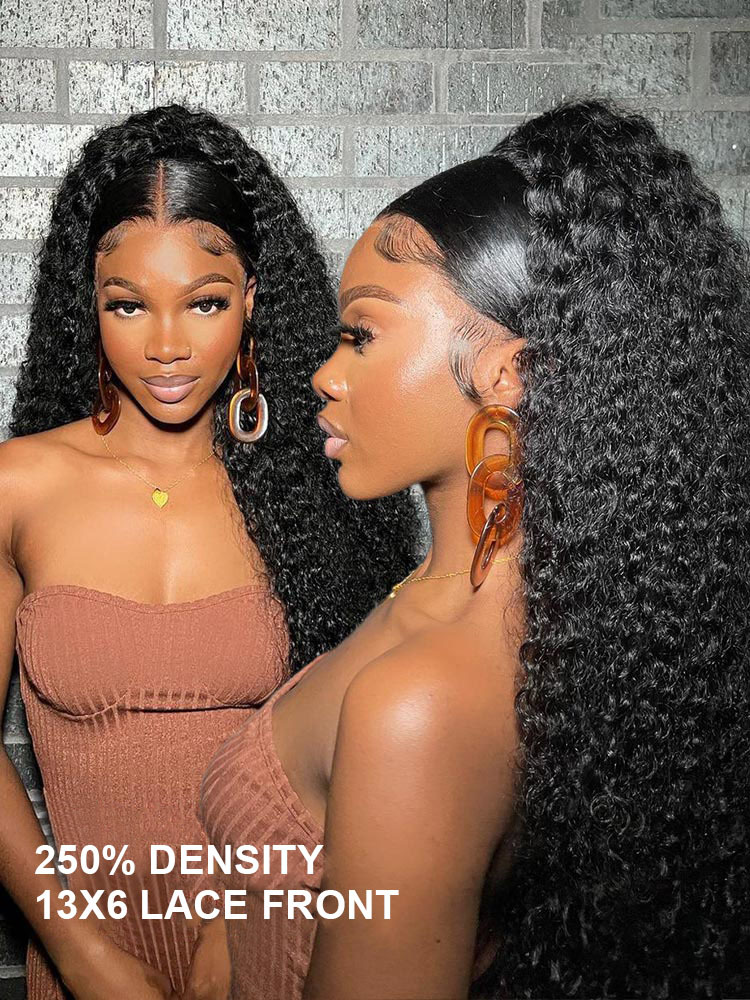 Ariana 250 Density Bleached Knots Glueless Deep Wave 13x6 Lace Front Human Hair Wigs With Drawstring Pre Plucked