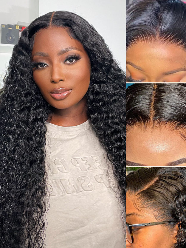 Ariana 250 Density Bleached Knots Glueless Deep Wave 13x6 Lace Front Human Hair Wigs With Drawstring Pre Plucked