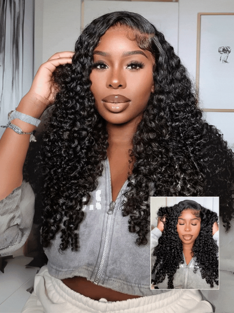 Harlow 13x6 Bleached Knots Glueless Burmese Curly Wig With Drawstring 250% Density Ready to Wear Wigs Human Hair Pre Plucked 13x4 Lace Front Wig-wigflash