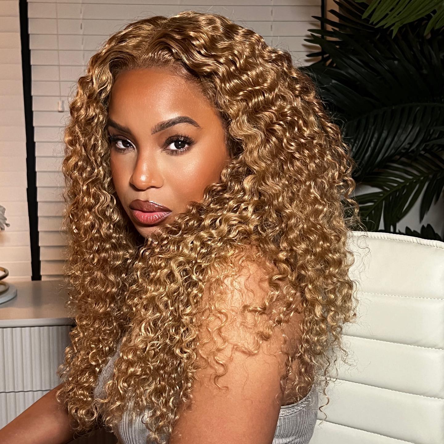 Cora Bleached Knots Honey Blonde Curly Wig Glueless 13x6 Lace Front Human Hair Wigs Pre Plucked