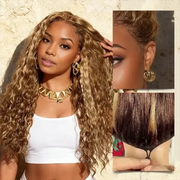 Cora Bleached Knots Honey Blonde Curly Wig Glueless 13x6 Lace Front Human Hair Wigs Pre Plucked