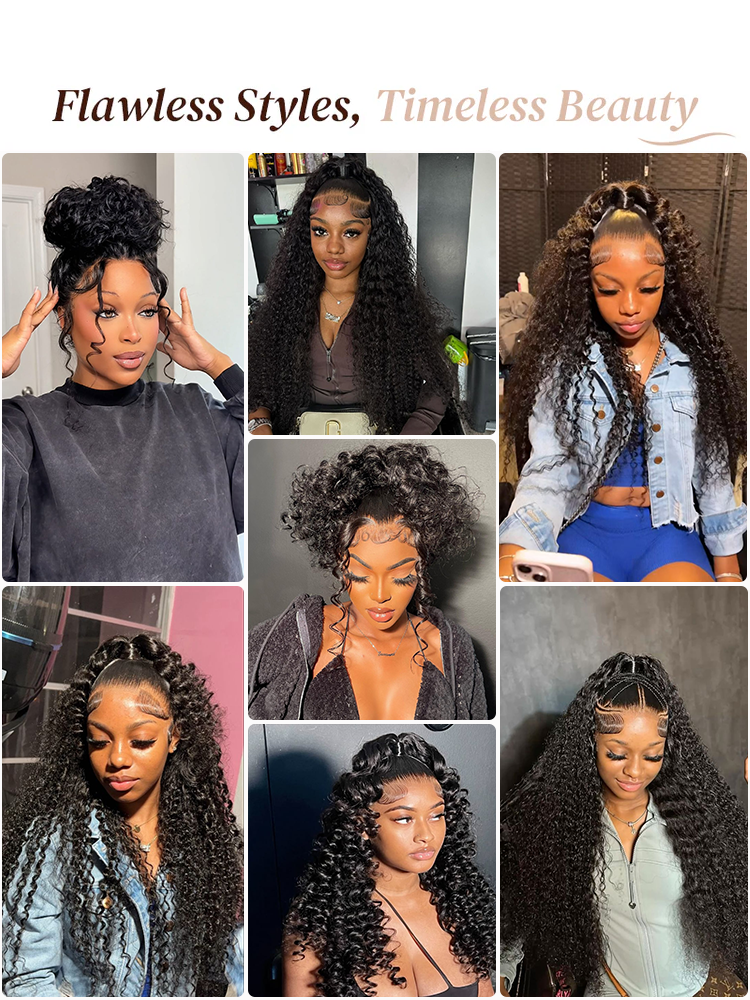 Yara Deep Wave 360 Full Lace Frontal Wigs Pre Plucked Bleached Knots with Drawstring Glueless Wigs 