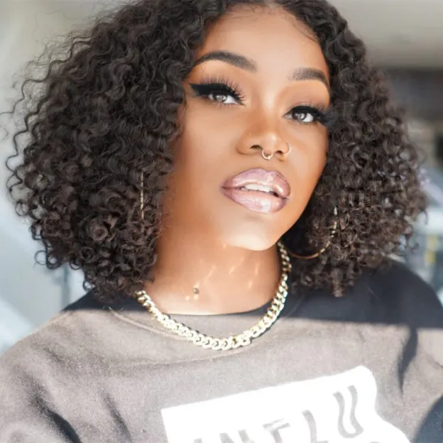 Belle 13x6 Curly Bob Wig 200% Density Pre-Plucked Glueless Lace Front Wigs Human Hair 5x5 13x4 Short Bob Wigs-wigflash