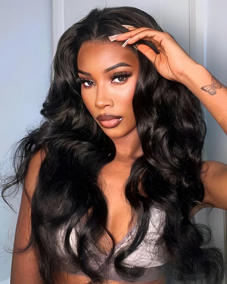 Emma 5x5 Body Wave Ready to Go Glueless Human Hair Wigs Pre Bleached Lace Closure Wig with Drawstring-wigflash