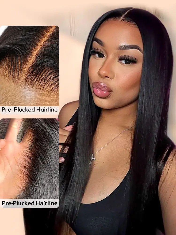Elena 13x6 Bleached Knots Glueless Straight Lace Front Wigs With Drawstring 250% Density Ready to Wear Wigs Human Hair Pre Plucked