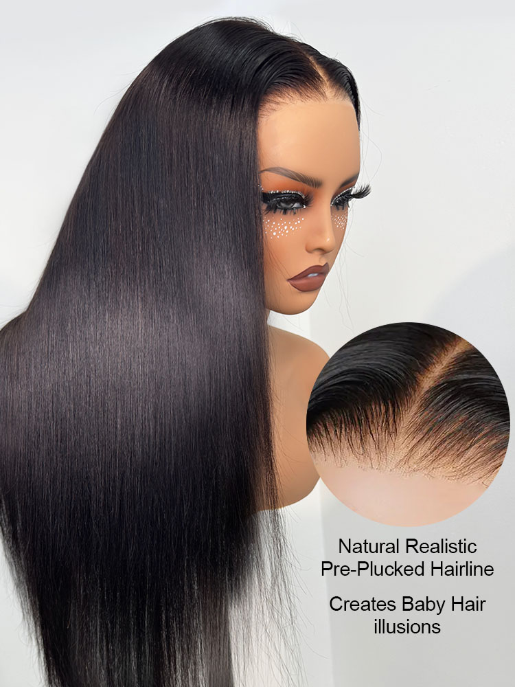 Elena 13x6 Bleached Knots Glueless Straight Lace Front Wigs With Drawstring 250% Density Ready to Wear Wigs Human Hair Pre Plucked