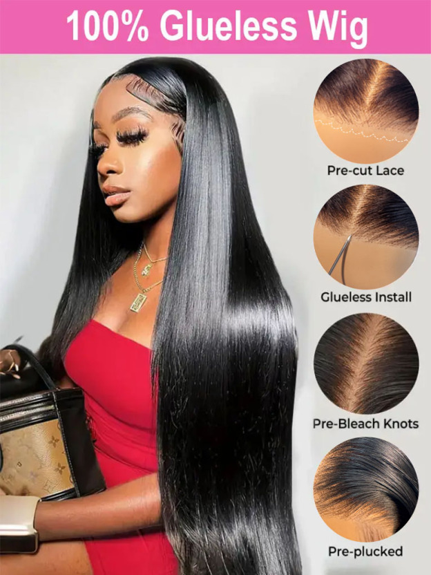 Elena 13x6 Bleached Knots Glueless Straight Lace Front Wigs With Drawstring 250% Density Ready to Wear Wigs Human Hair Pre Plucked