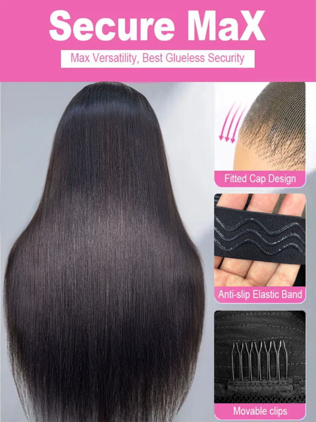 Elena 13x6 Bleached Knots Glueless Straight Lace Front Wigs With Drawstring 250% Density Ready to Wear Wigs Human Hair Pre Plucked