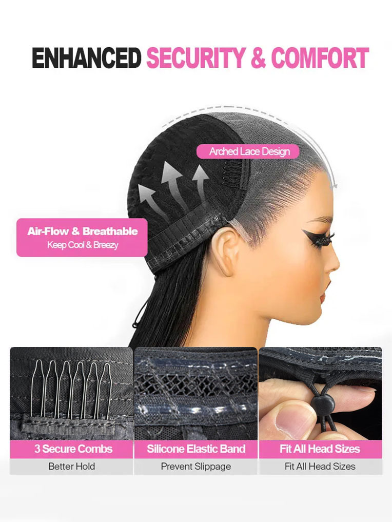 Elena 13x6 Bleached Knots Glueless Straight Lace Front Wigs With Drawstring 250% Density Ready to Wear Wigs Human Hair Pre Plucked