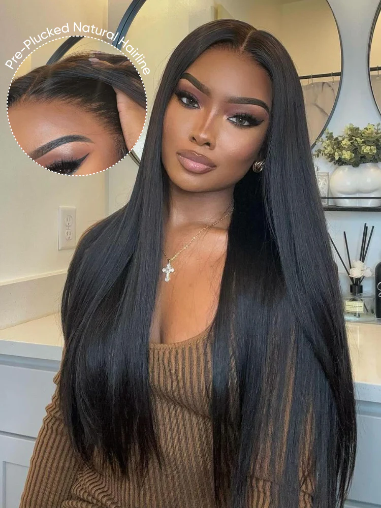 Elena Bleached Knots Glueless 13x6 Straight Lace Front Human Hair Wigs Pre Plucked