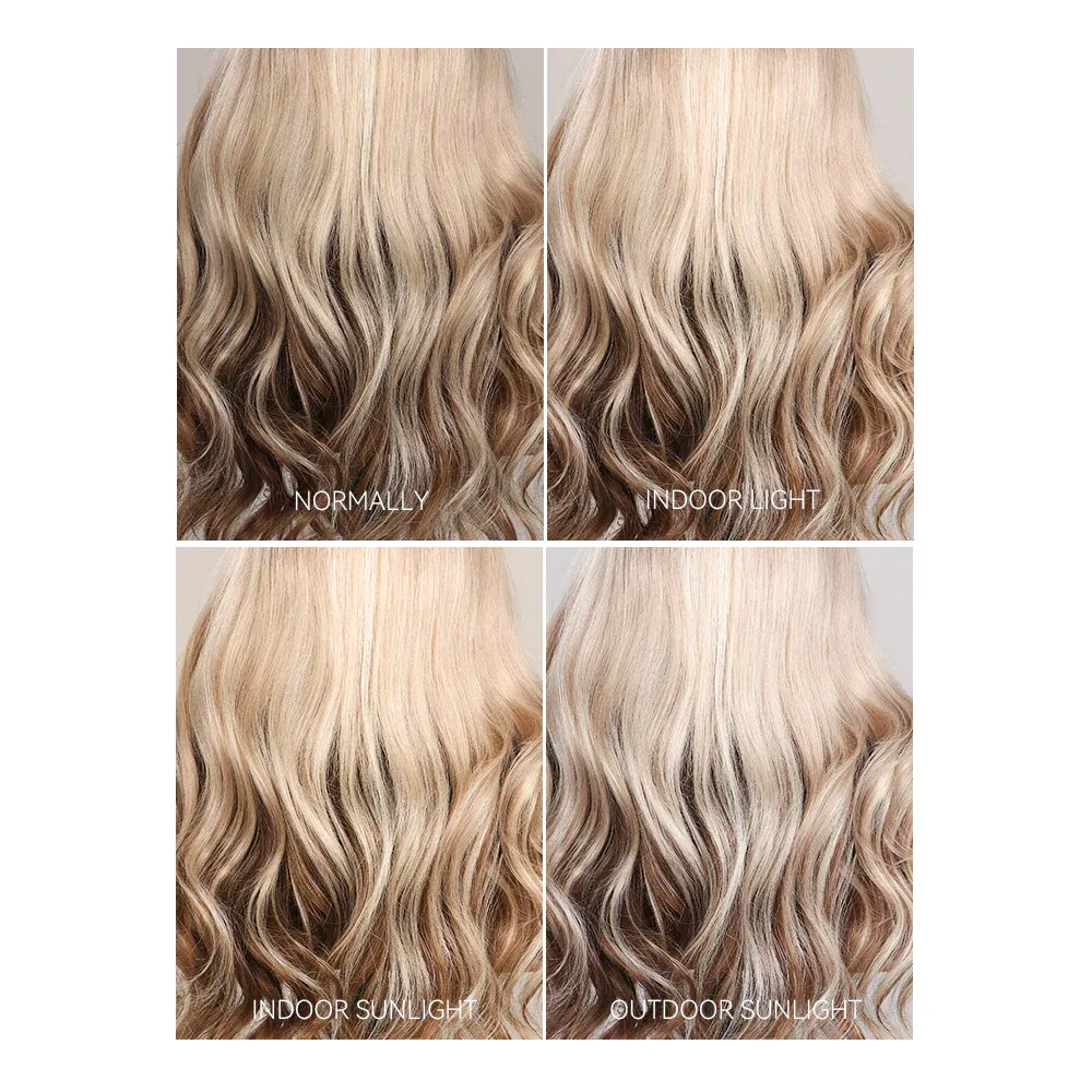 Emily Blonde and Brown Ombre Bleached Knots Glueless 13x6 Loose Body Wave Lace Front Human Hair Wigs Pre Plucked with Drawstring-wigflash