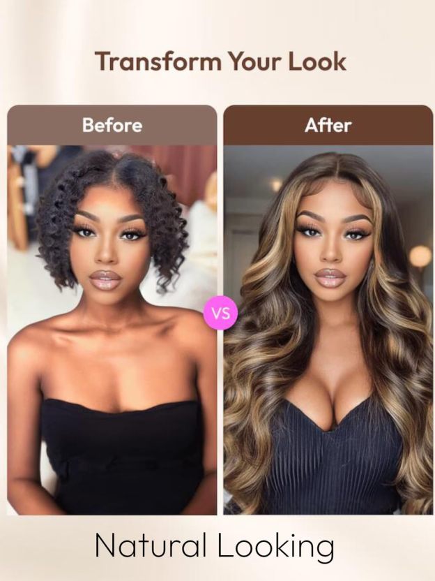 Harper Balayage Highlight Glueless Wigs Silky Straight With Drawstring 13x6  100% Human Hair Wig