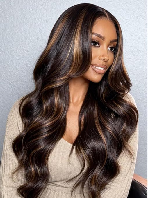 Harper Balayage Highlight Glueless Wigs Silky Straight With Drawstring 13x6  100% Human Hair Wig