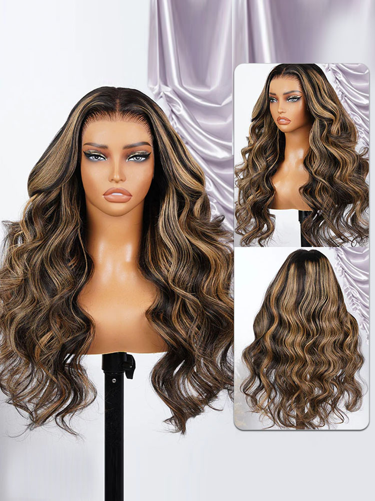 Harper Balayage Highlight Glueless Wigs Silky Straight With Drawstring 13x6  100% Human Hair Wig