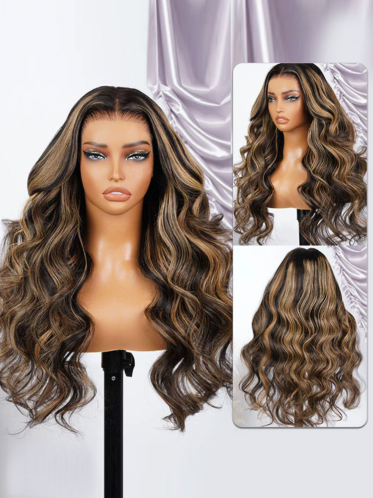 Harper Balayage Highlight Glueless Wigs Silky Straight With Drawstring 13x6  100% Human Hair Wig