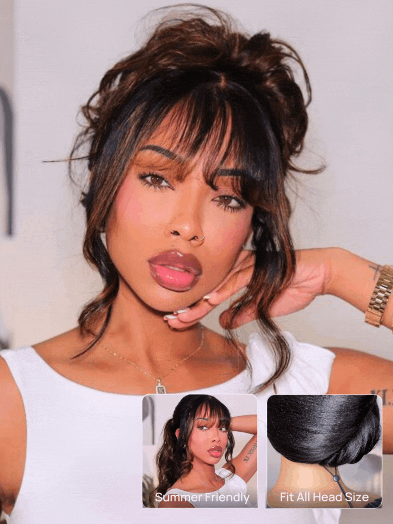 Harper Balayage Highlight Glueless Wigs Silky Straight With Drawstring 13x6  100% Human Hair Wig