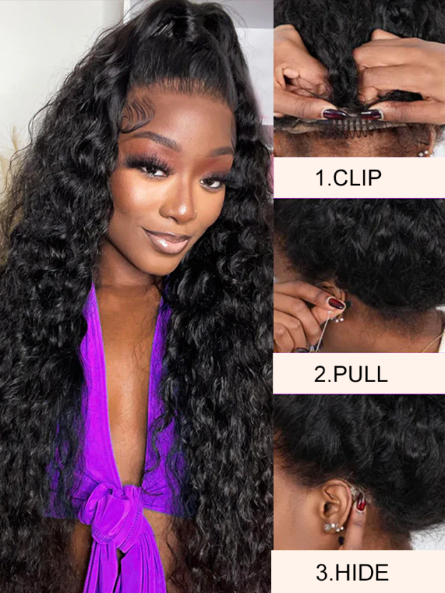 Jade Water Wave 360 Full Lace Frontal Wigs Pre Plucked Bleached Knots with Drawstring Glueless Wigs 