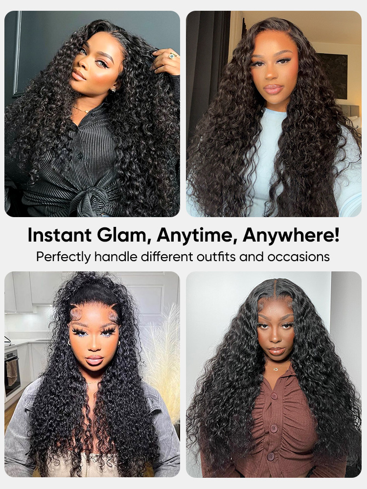 Kinsley Bleached Knots Glueless Water Wave 13x6 Lace Front Human Hair Wigs Pre Plucked