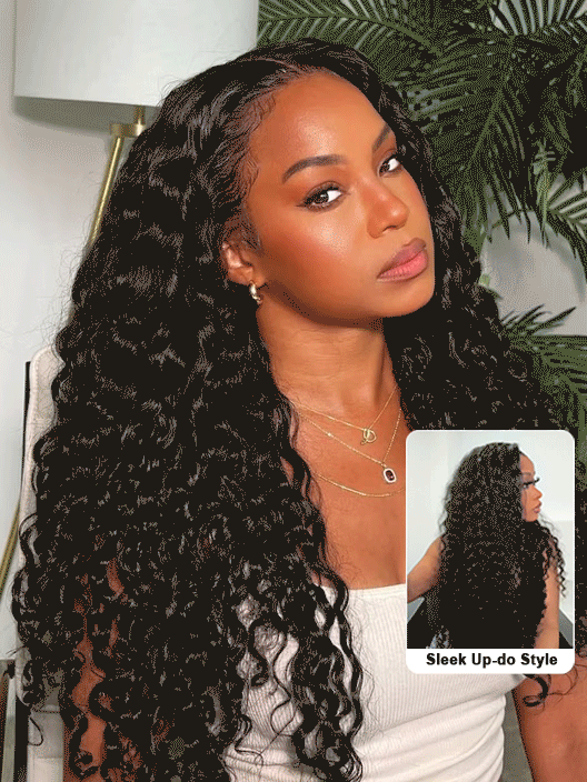 Kinsley Bleached Knots Glueless Water Wave 13x6 Lace Front Human Hair Wigs With Drawstring Pre Plucked