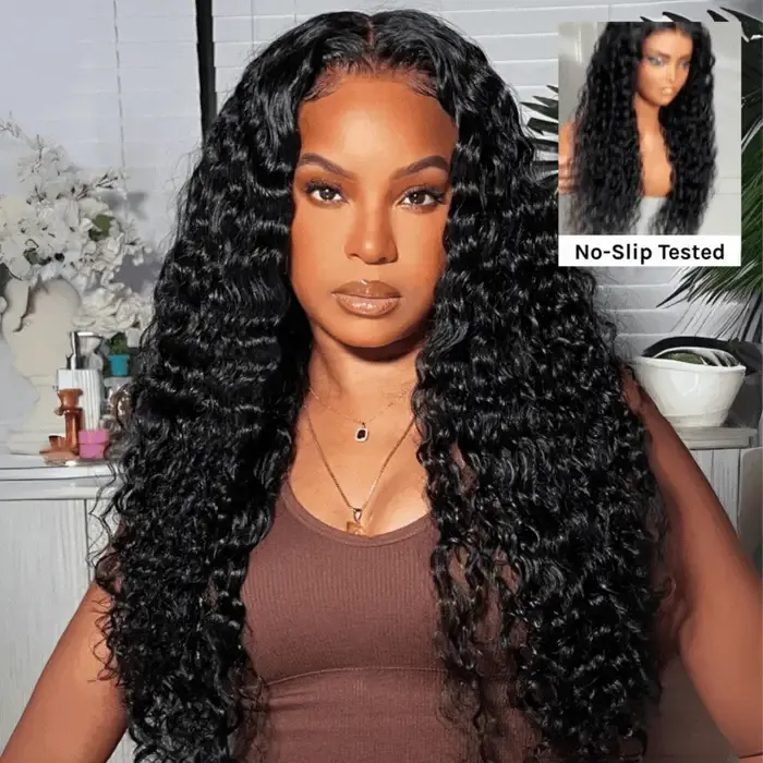 Kinsley Bleached Knots Glueless Water Wave 13x6 Lace Front Human Hair Wigs With Drawstring Pre Plucked