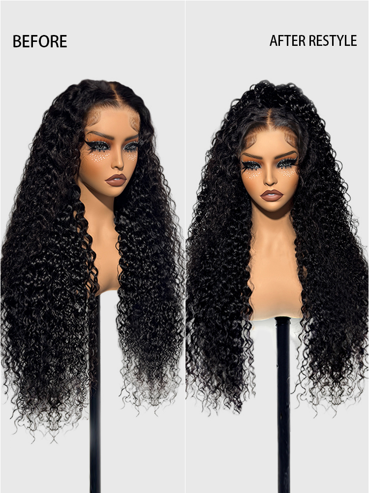 Kinsley Bleached Knots Glueless Water Wave Wig 250%  13x6 Lace Front Human Hair Wigs With Drawstring Pre Plucked