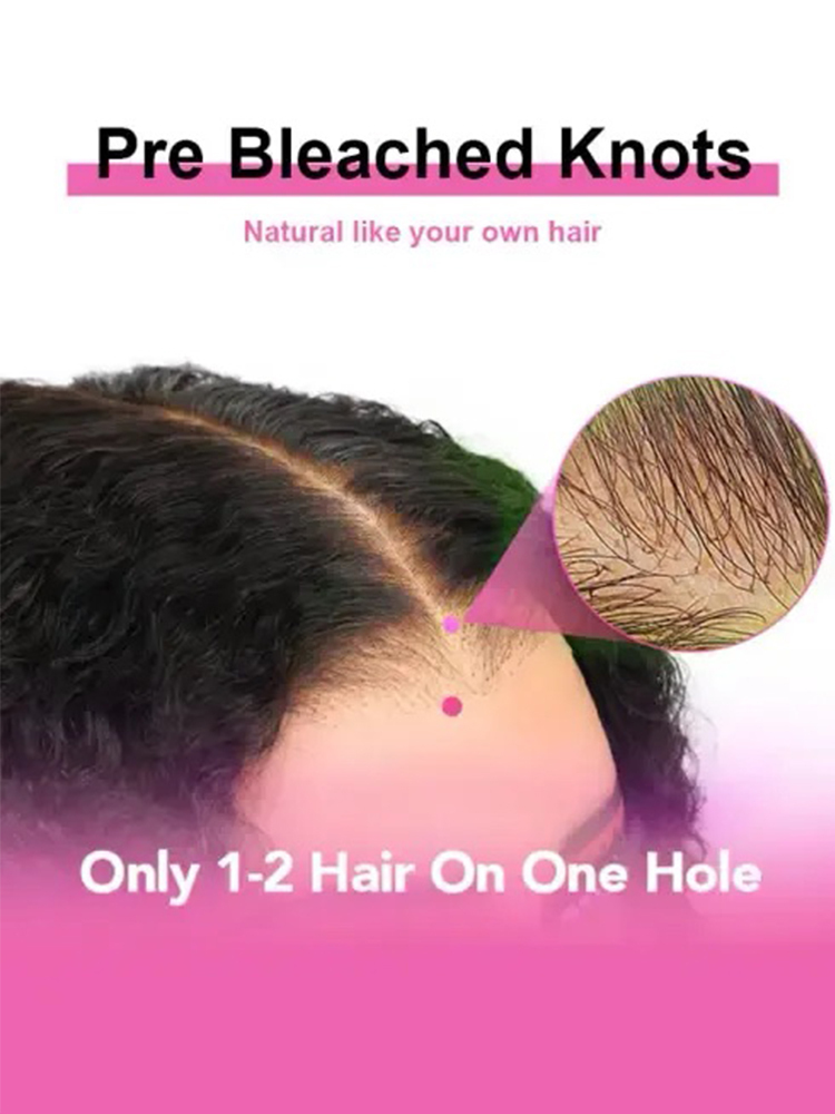 Kinsley Bleached Knots Glueless Water Wave Wig 250%  13x6 Lace Front Human Hair Wigs With Drawstring Pre Plucked