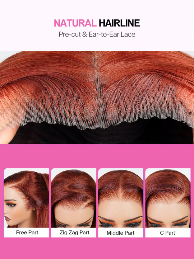 Lark Reddish Brown Bleached Knots Glueless 13x6 Body Wave Straight Lace Front Human Hair Wigs Pre Plucked with Drawstring