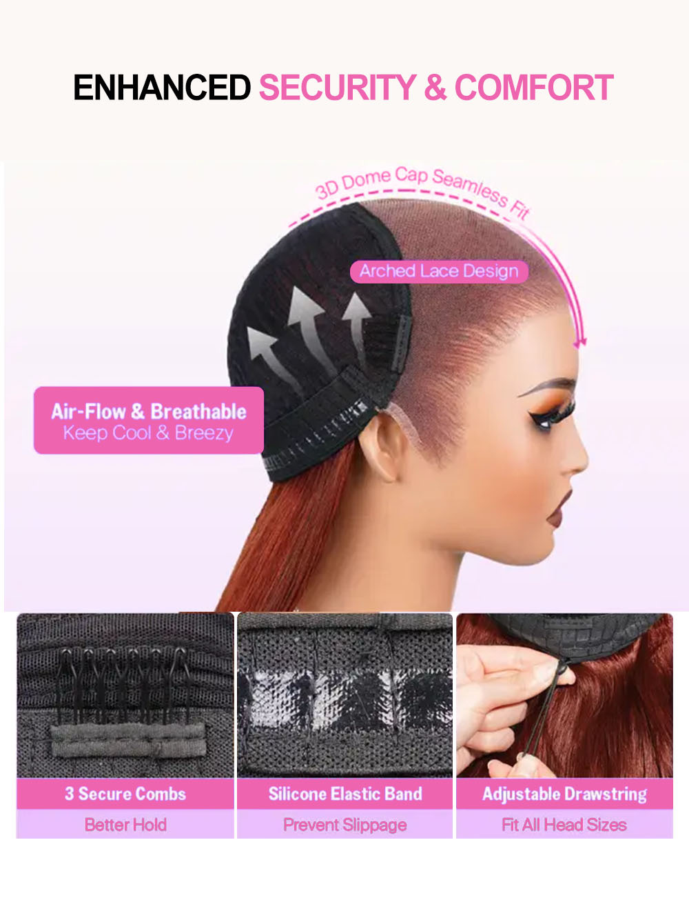 Lark Reddish Brown Bleached Knots Glueless 13x6 Body Wave Straight Lace Front Human Hair Wigs Pre Plucked with Drawstring