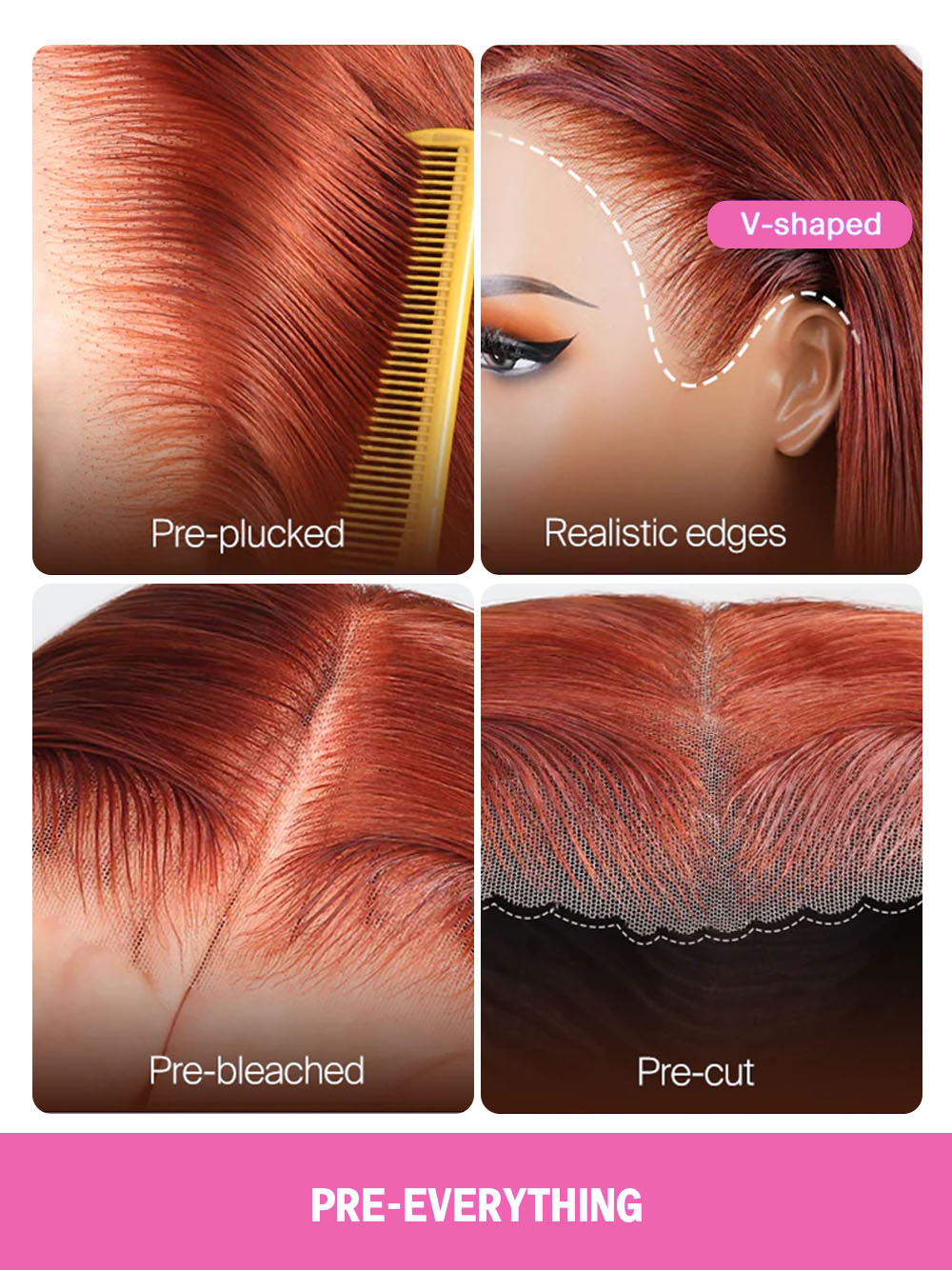 Lark Reddish Brown Bleached Knots Glueless 13x6 Body Wave Straight Lace Front Human Hair Wigs Pre Plucked with Drawstring